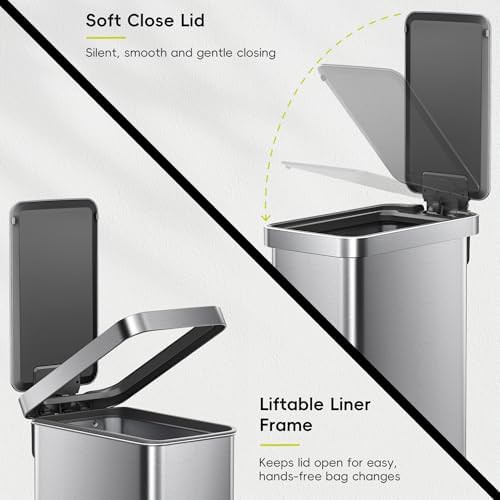 Hudson slim stainless steel step kitchen bin — photo 5