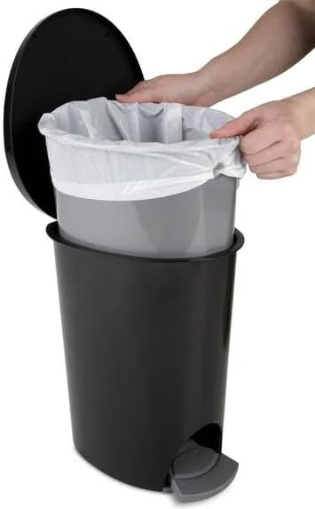 Black plastic slim step pedal bin — photo 4