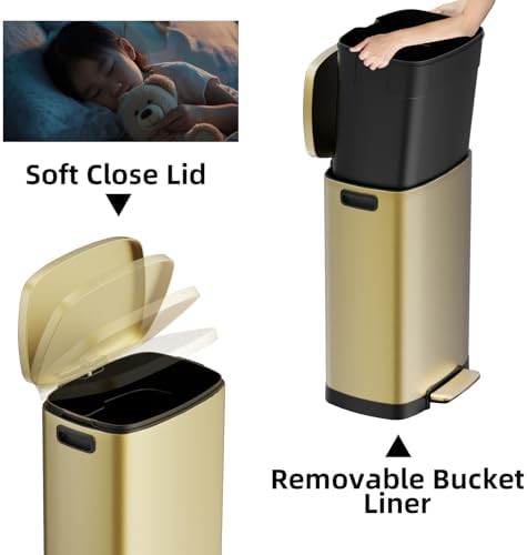 Gold 13 gallon stainless steel step bin — photo 3