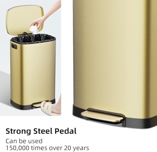 Gold 13 gallon stainless steel step bin — photo 4