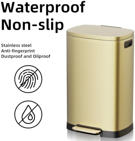 Gold 13 gallon stainless steel step bin — photo 5