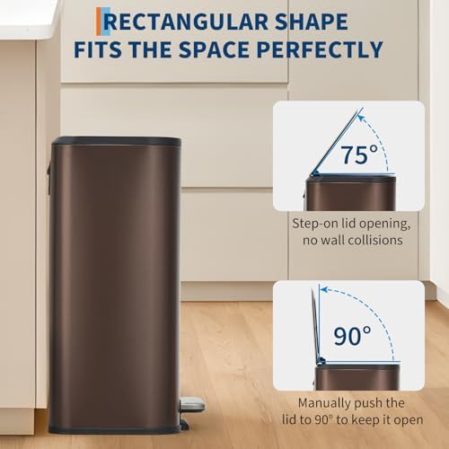 Brown stainless steel 3.2 gallon bathroom trash can — photo 3