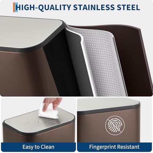 Brown stainless steel 3.2 gallon bathroom trash can — photo 5