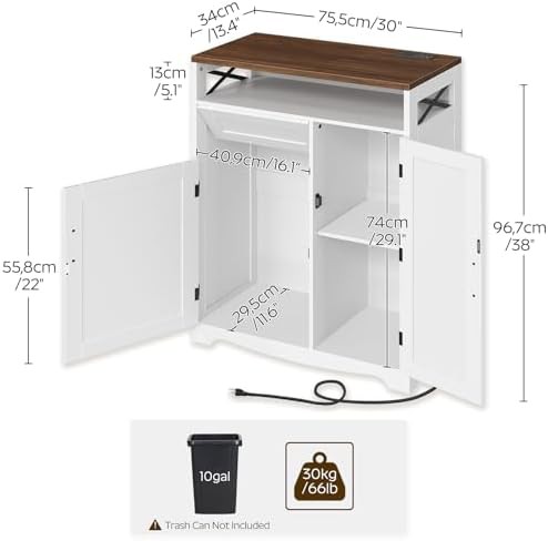 White and walnut wooden recycling trash cabinet — photo 3