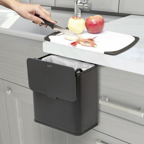 Black stainless under cabinet 6L trash can — photo 3