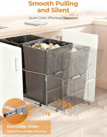 Pull out under cabinet dual compartment bin — photo 4