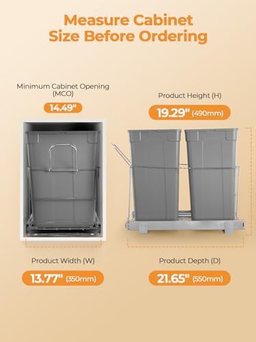 Pull out under cabinet dual compartment bin — photo 5