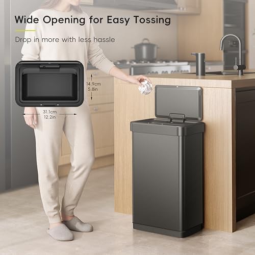 EcoNova matte black automatic sensor kitchen bin — photo 4