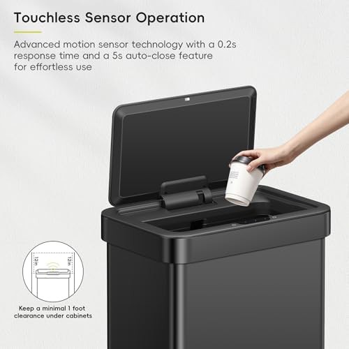 EcoNova matte black automatic sensor kitchen bin — photo 5