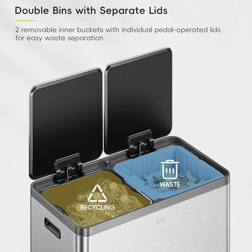 EcoCasa Plus dual compartment recycling step bin — photo 4