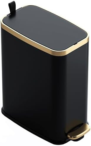 Black stainless steel slim step pedal bin