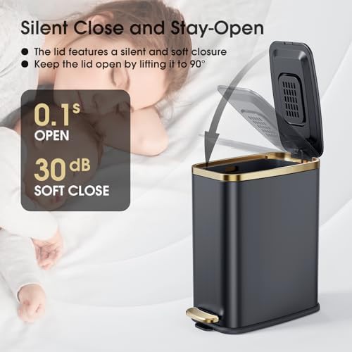 Black stainless steel slim step pedal bin — photo 4