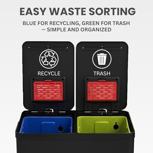 Black dual step compartment kitchen recycle bin — photo 3
