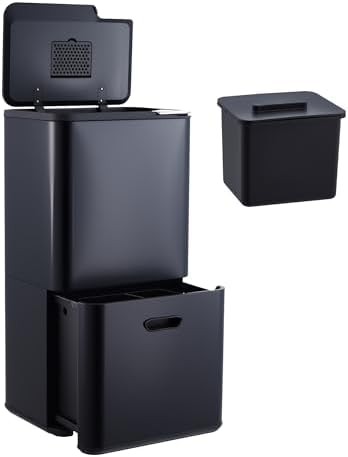 Dual compartment kitchen garbage can 16 gallon