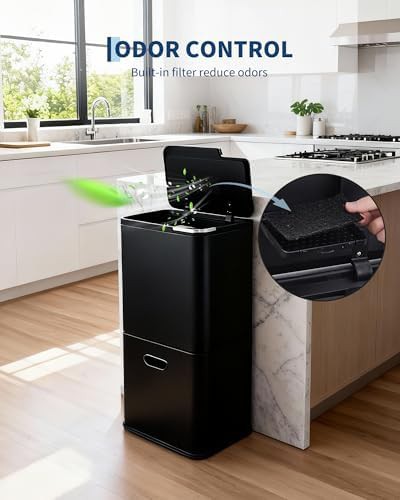 Dual compartment kitchen garbage can 16 gallon — photo 4