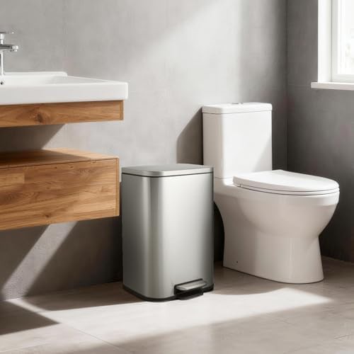 Silver Stainless Steel Step Trash Can — photo 4