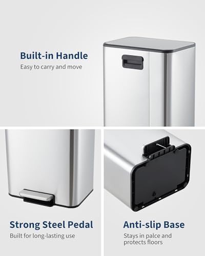 Rectangular soft close stainless steel bin 4 gallon — photo 4