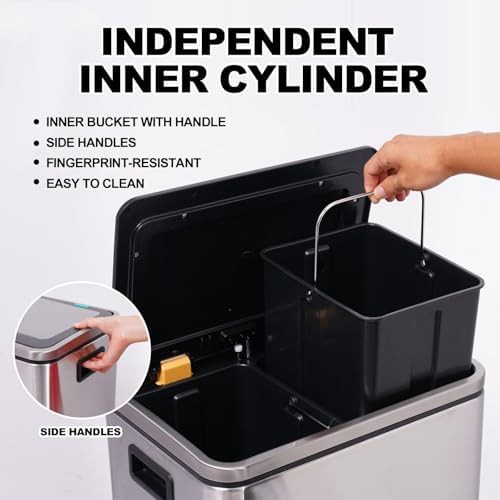 Dual compartment stainless steel step bin — photo 4
