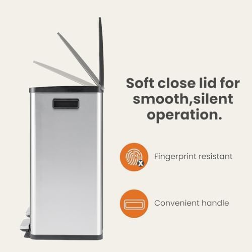 Fingerprint-proof dual bucket stainless steel bin — photo 4