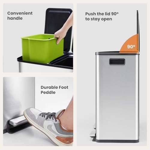 Fingerprint-proof dual bucket stainless steel bin — photo 5