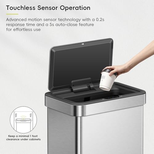EcoNova brushed stainless automatic sensor bin — photo 5