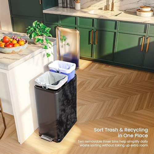 Dual compartment slim kitchen trash can — photo 3