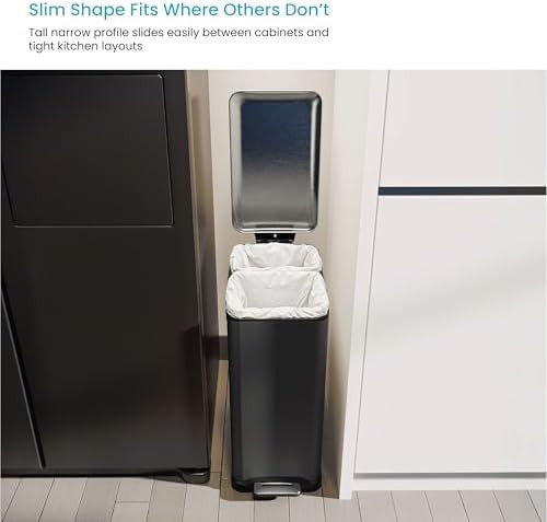 Dual compartment slim kitchen trash can — photo 4