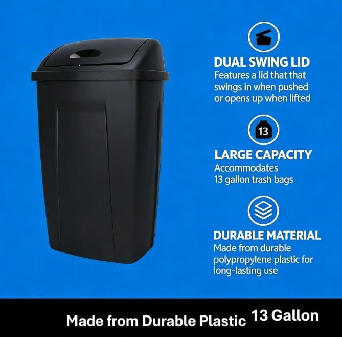 Black plastic rotating lid trash can — photo 4