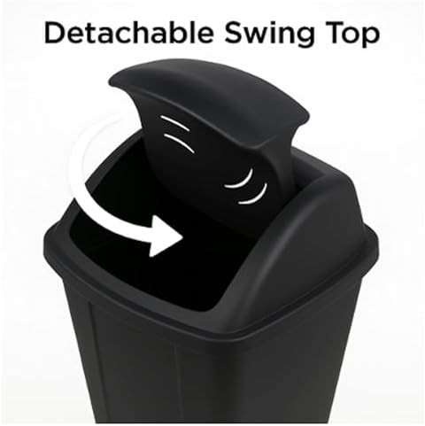 Black plastic rotating lid trash can — photo 5