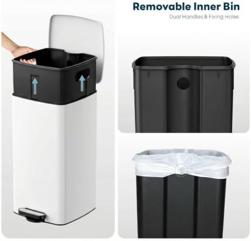8 gallon square stainless steel kitchen trash can — photo 3