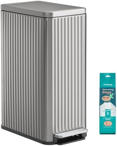 Tall slim stainless pedal 13 gallon bin
