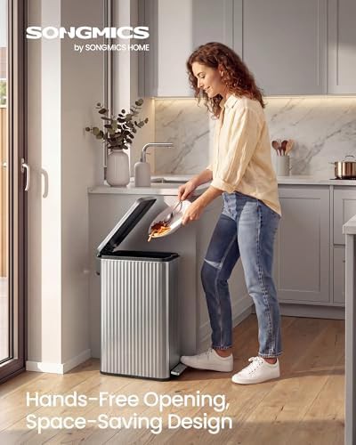 Tall slim stainless pedal 13 gallon bin — photo 3