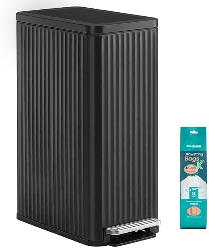 Slim stainless step pedal 13 gallon bin