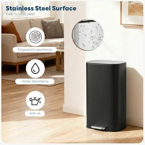 Stainless steel kitchen trash can with soft close — photo 4