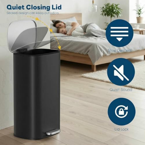 Stainless steel kitchen trash can with soft close — photo 5