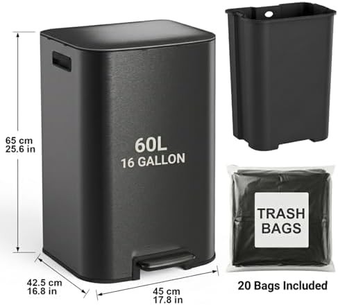 Large Stainless Steel Office Pedal Bin — photo 3