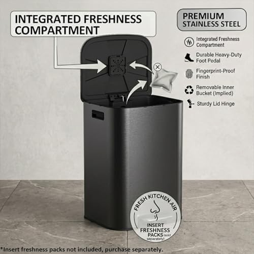 Large Stainless Steel Office Pedal Bin — photo 5