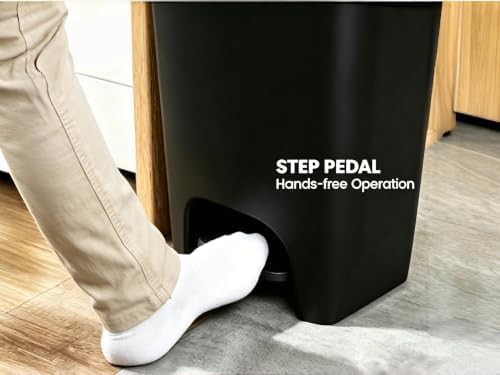 Black Step Pedal Kitchen Trash Can — photo 3