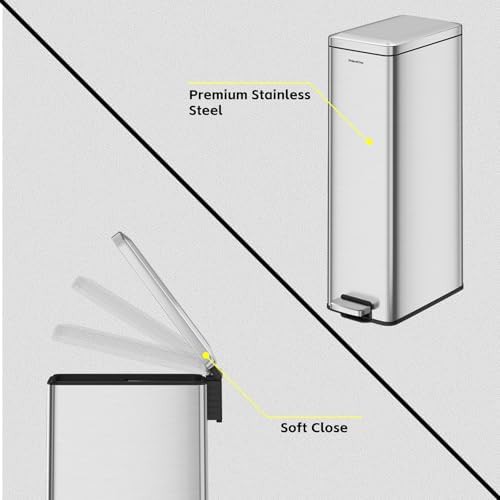 Slim stainless steel step pedal trash can — photo 4