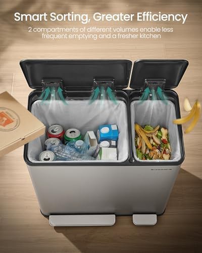 Dual compartment soft close 13 gallon bin — photo 3