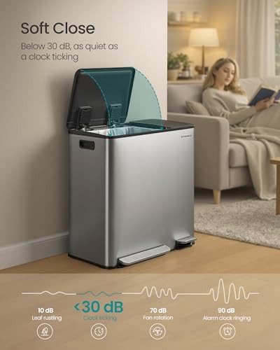 Dual compartment soft close 13 gallon bin — photo 5