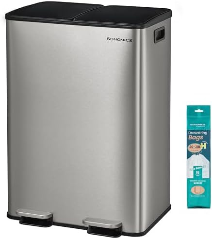 Dual compartment soft close 8 gallon bin
