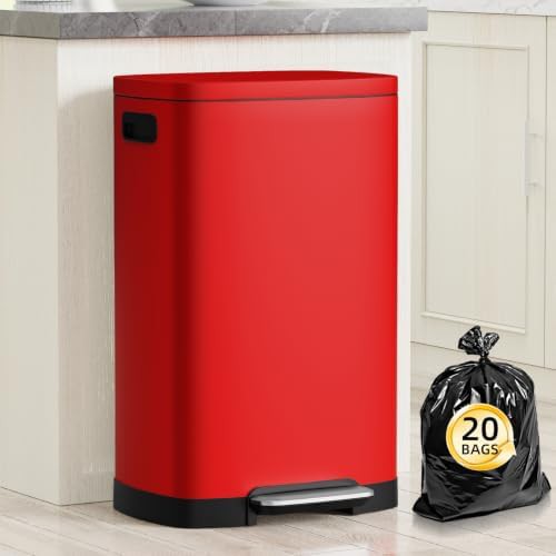 Red 13 gallon fingerprint proof trash can