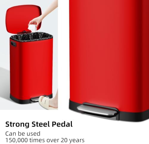 Red 13 gallon fingerprint proof trash can — photo 4