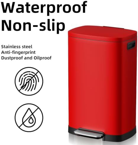Red 13 gallon fingerprint proof trash can — photo 5
