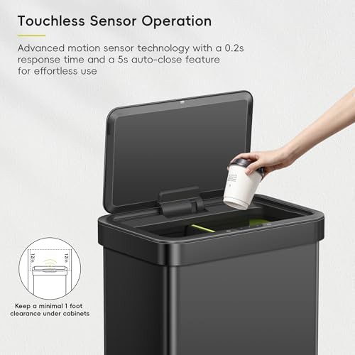 Econova dual compartment black motion sensor bin — photo 3