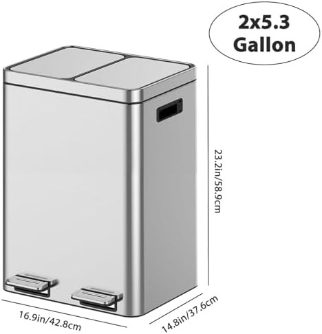 Dual compartment stainless steel recycling bin — photo 3