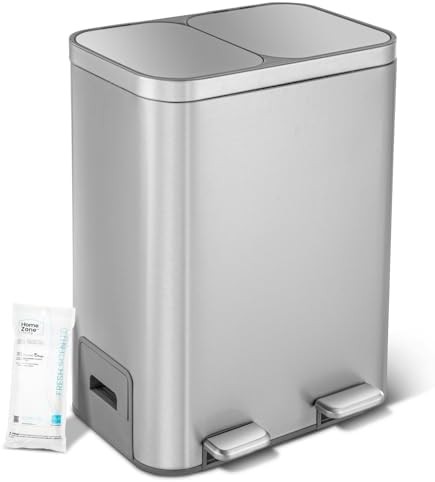 Step pedal dual compartment recycling bin