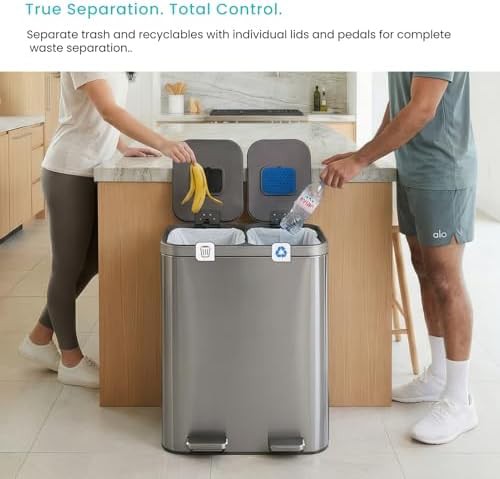 Step pedal dual compartment recycling bin — photo 4