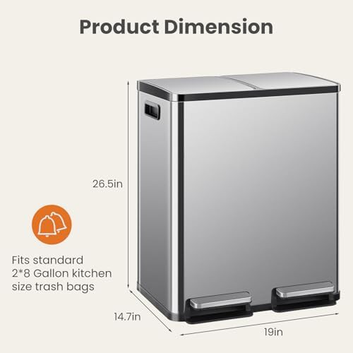 Dual Compartment Stainless Steel Step Bin — photo 5